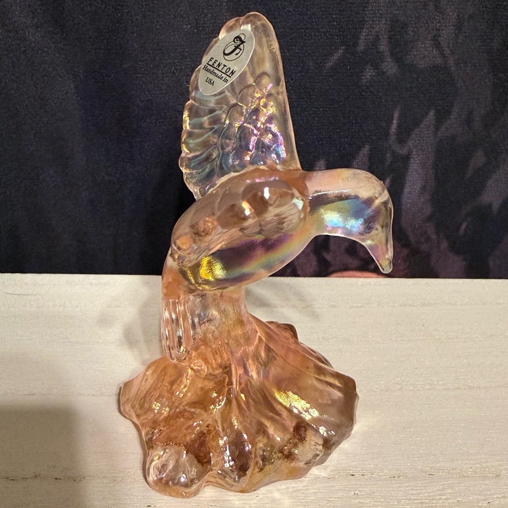 Fenton Pink Opalescent Hummingbird